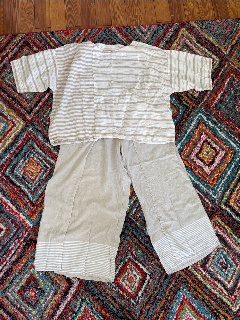 J. Jill Beige & White Striped Set